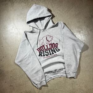 Bulldog Rising Hoodie Gray Pullover Large
